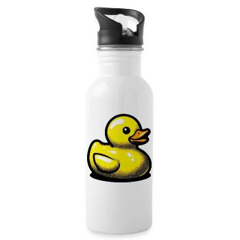 Ente Ente Ente Ente Ente - Trinkflasche mit integriertem Trinkhalm - Weiß - Rechts