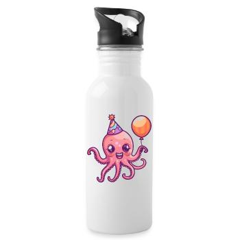 Octopus Birthday BD - Gourde avec paille intégrée - blanc - Droite