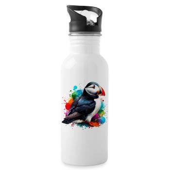 Papageitaucher - Trinkflasche mit integriertem Trinkhalm - Weiß - Rechts