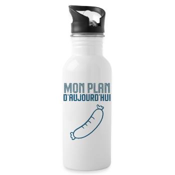 Mon plan d aujourd hui saucisson - Gourde avec paille intégrée - blanc - Droite