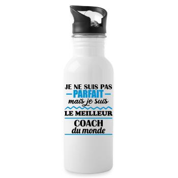 Pas parfait mais meilleur coach du monde - Gourde avec paille intégrée - blanc - Droite