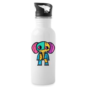 Elefant Halloween Tier - Trinkflasche mit integriertem Trinkhalm - Weiß - Rechts