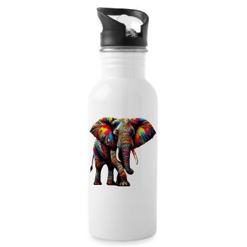 Éléphant - Gourde avec paille intégrée - blanc - Droite