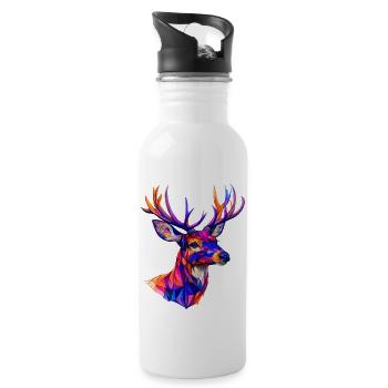 Cerf, le roi de la forêt - Gourde avec paille intégrée - blanc - Droite