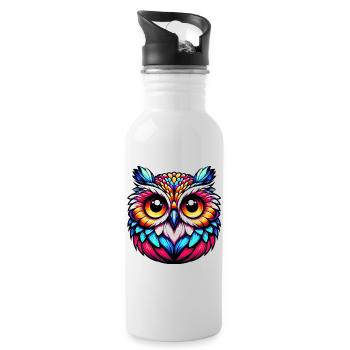 Hibou - Gourde avec paille intégrée - blanc - Droite