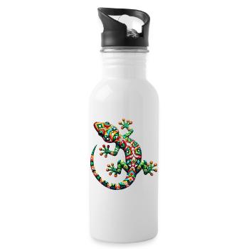 Gecko - Trinkflasche mit integriertem Trinkhalm - Weiß - Rechts