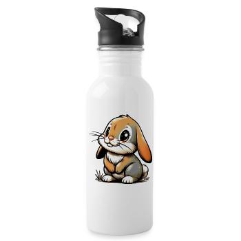Lapin - Gourde avec paille intégrée - blanc - Droite