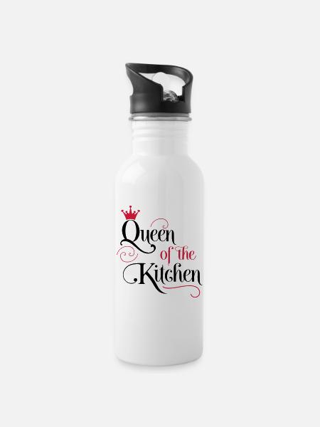 Women's Cooking Apron - Water bottle with straw - white