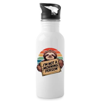 Not a Morning Person Sloth - Water bottle with straw - white - Right