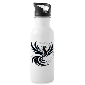 Phoenix schwarz-weiß - Trinkflasche mit integriertem Trinkhalm - Weiß - Rechts