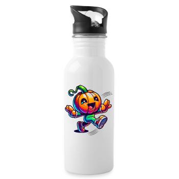 Dancing pumpkin - cute Halloween fun - Water bottle with straw - white - Right
