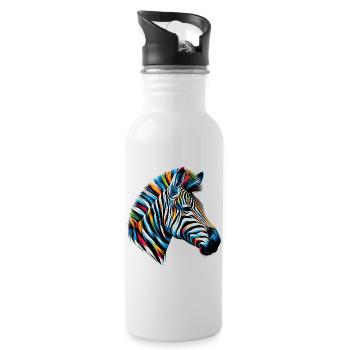 Zebra - Trinkflasche mit integriertem Trinkhalm - Weiß - Rechts