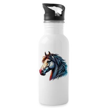 Cheval - Gourde avec paille intégrée - blanc - Droite
