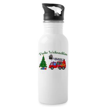 camion de pompiers Joyeux Noël Père Noël - Gourde avec paille intégrée - blanc - Droite