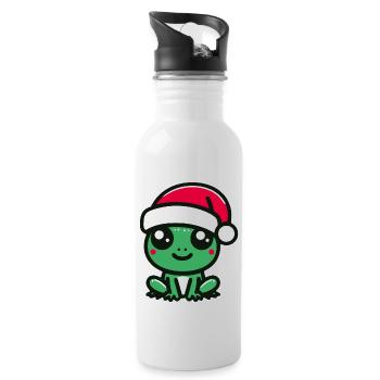 Christmas Frog - Water bottle with straw - white - Right