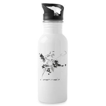 Lacrosse Spielerin - Trinkflasche mit integriertem Trinkhalm - Weiß - Rechts
