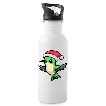 Kolibri Vogel Weihnachten Niedlich - Trinkflasche mit integriertem Trinkhalm - Weiß - Rechts