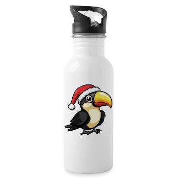 Tukan Vogel Weihnachten Niedlich - Trinkflasche mit integriertem Trinkhalm - Weiß - Rechts