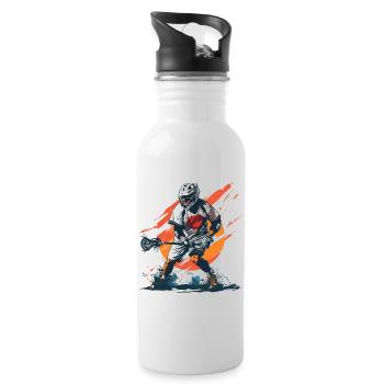 Lacrosse player - Water bottle with straw - white - Right