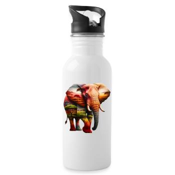 Éléphant - Gourde avec paille intégrée - blanc - Droite