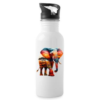 Éléphant - Gourde avec paille intégrée - blanc - Droite