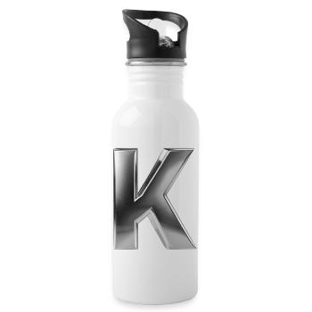 Chrome ,, K " Metallic - Water bottle with straw - white - Right