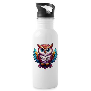 Owl - Water bottle with straw - white - Right