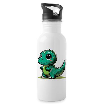 Dinosaurier - Trinkflasche mit integriertem Trinkhalm - Weiß - Rechts