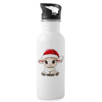 Schaf Weihnachten Süß Niedlich Lama Weihnachtlich - Trinkflasche mit integriertem Trinkhalm - Weiß - Rechts