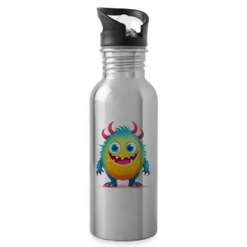 Un monstre mignon - Gourde avec paille intégrée - argent clair - Droite