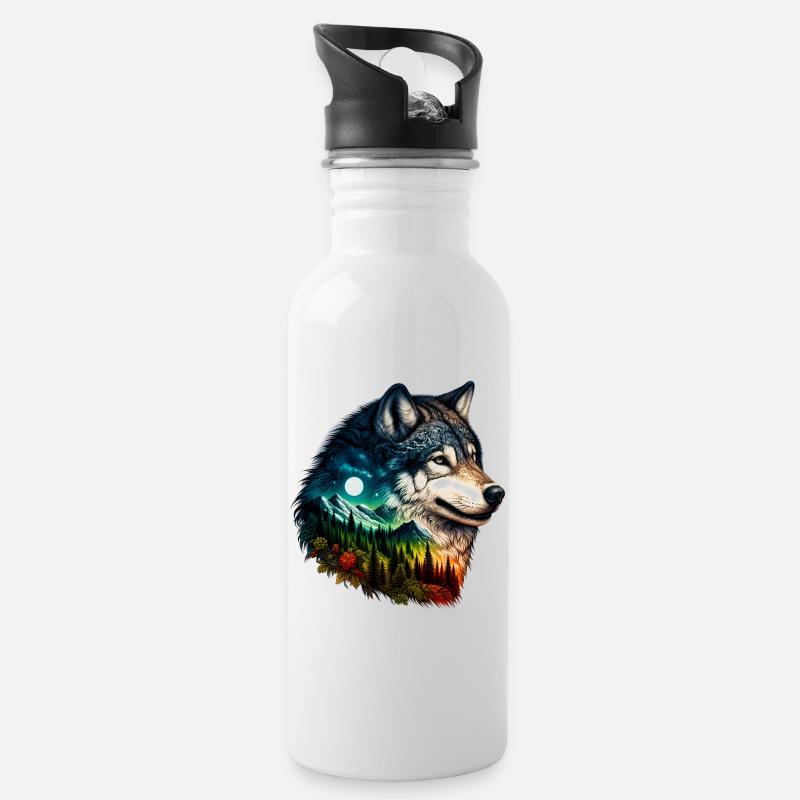 Loup - Gourde avec paille intégrée - blanc