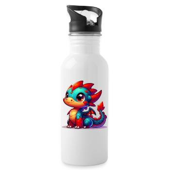 Drache - Trinkflasche mit integriertem Trinkhalm - Weiß - Rechts