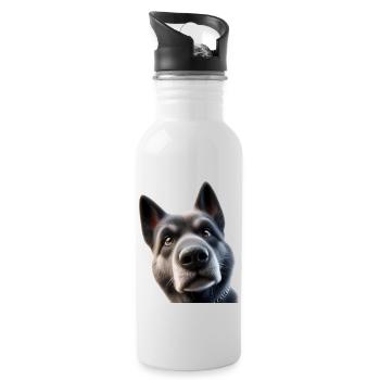 Tête de chien 2 - Gourde avec paille intégrée - blanc - Droite