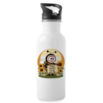 Bienen Retten - Trinkflasche mit integriertem Trinkhalm - Weiß - Rechts