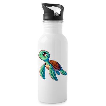 Schildkröte - Trinkflasche mit integriertem Trinkhalm - Weiß - Rechts