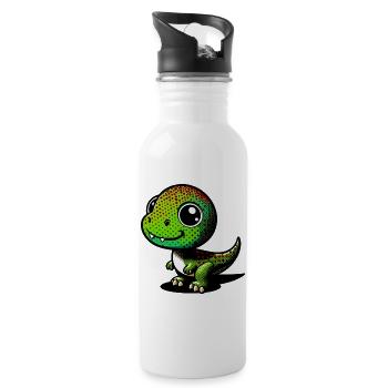 Dinosaurier - Trinkflasche mit integriertem Trinkhalm - Weiß - Rechts