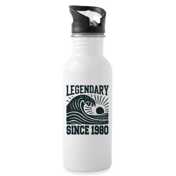 Legendary Since 1980's Birthday Wave - Water bottle with straw - white - Right