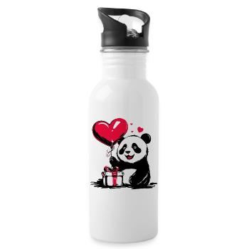 Ballon panda avec coeur - Heartful Creatures - Gourde avec paille intégrée - blanc - Droite