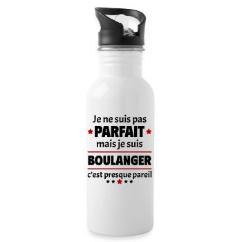 Pas parfait mais boulanger, fête des pères, noël - Gourde avec paille intégrée - blanc - Droite
