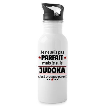 Pas parfait mais judoka, fête des pères, noël - Gourde avec paille intégrée - blanc - Droite