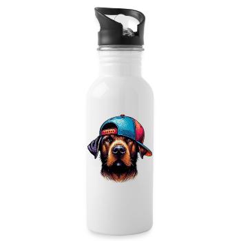 Hund - Trinkflasche mit integriertem Trinkhalm - Weiß - Rechts