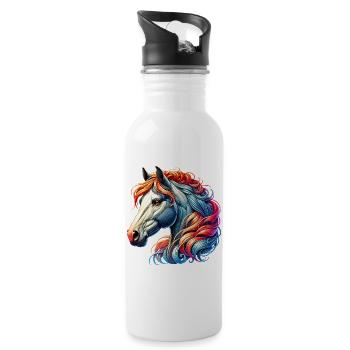Pferd - Trinkflasche mit integriertem Trinkhalm - Weiß - Rechts