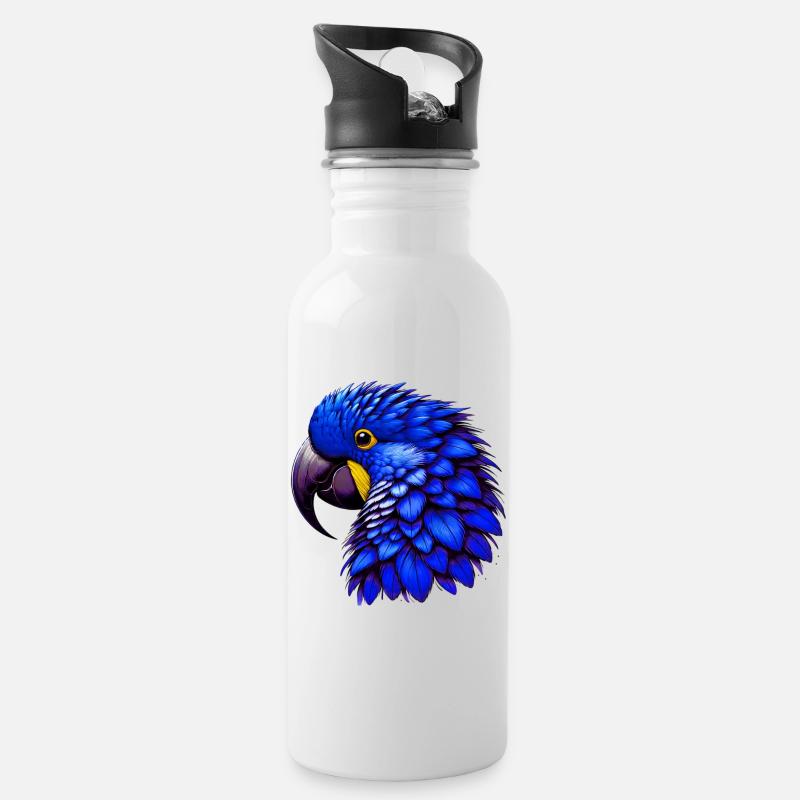 Papagei - Trinkflasche mit integriertem Trinkhalm - Weiß