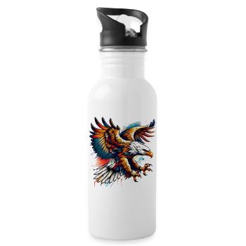 Adler - Trinkflasche mit integriertem Trinkhalm - Weiß - Rechts