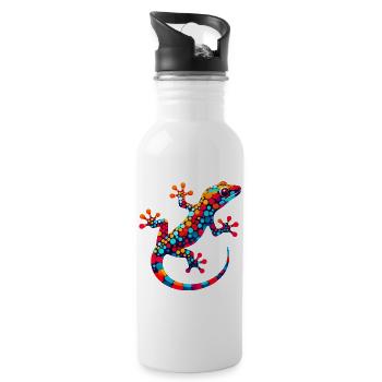 Gecko - Trinkflasche mit integriertem Trinkhalm - Weiß - Rechts