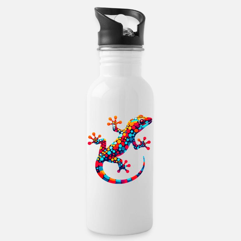Gecko - Gourde avec paille intégrée - blanc