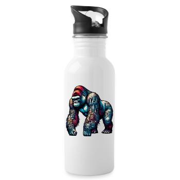 Gorilla - Trinkflasche mit integriertem Trinkhalm - Weiß - Rechts