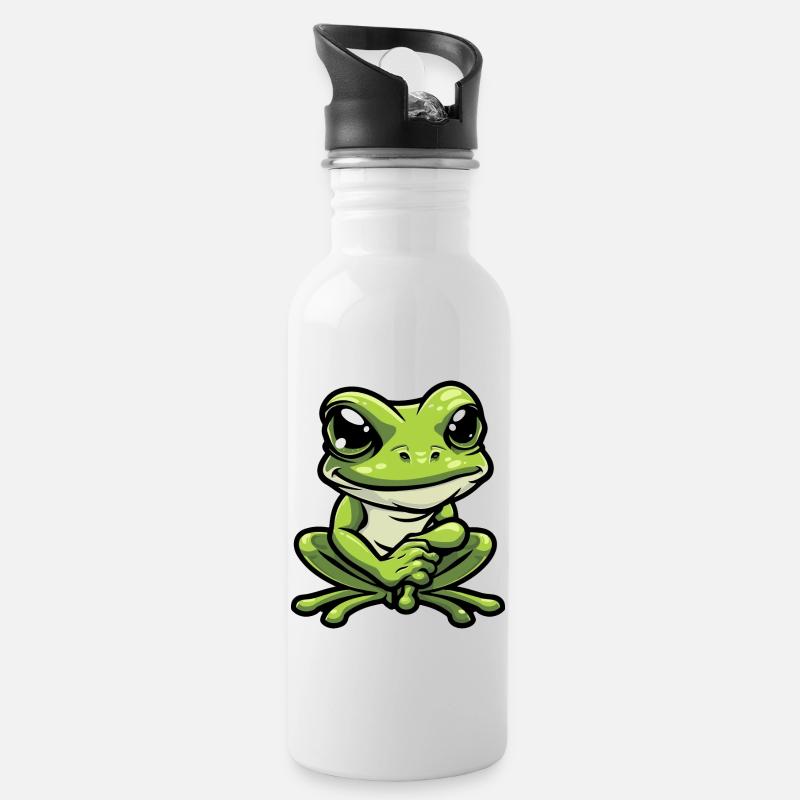 Frog Comic - Water bottle with straw - white