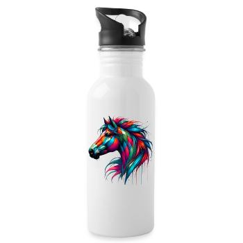 Cheval - Gourde avec paille intégrée - blanc - Droite