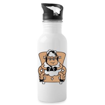 Sheep Gamer Armchair Controller Video Game Nerd Cool - Water bottle with straw - white - Right